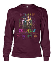 Load image into Gallery viewer, 24 Years Of Coldplay Black T-Shirt Unisex Long Sleeve