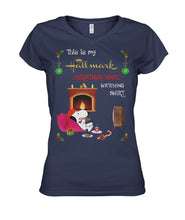 Load image into Gallery viewer, Snoopy Hallmark Christmas Movie Writing Shirt Ladies V-Neck