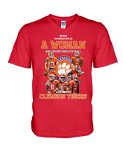 Load image into Gallery viewer, A Woman Loves Clemson Tigers Gift For Fans T-Shirt Guys V-Neck