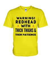 Load image into Gallery viewer, Warning Redhead With Thick Thighs Quote Mug Guys V-Neck