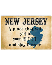 Load image into Gallery viewer, New Jersey A Place That Will Get In Your Blood Horizontal Poster