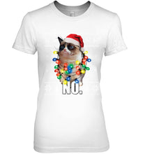 Load image into Gallery viewer, Grumpy Cat Ugly Sweater Christmas Lights Shirt Ladies Tee
