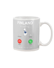 Load image into Gallery viewer, Finland Is Calling Funny Elf Christmas T-Shirt Mug