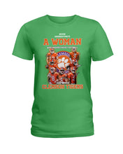 Load image into Gallery viewer, A Woman Loves Clemson Tigers Gift For Fans T-Shirt Ladies Tee