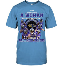 Load image into Gallery viewer, Woman Loves American Football And Baltimore Ravens Gift For Fans Guys Tee