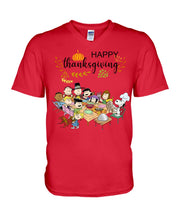 Load image into Gallery viewer, Snoopy Happy Thanksgiving T-Shirt Guys V-Neck