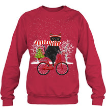 Load image into Gallery viewer, Winter Cat Riding Bicycle Christmas Gift T-Shirt Sweatshirt