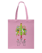 Load image into Gallery viewer, Merry Christmas Funny Dancing Skeleton Basketweave Tote Bag