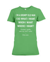 Load image into Gallery viewer, Grumpy Old Man July Wife Black Quote T-Shirt Ladies Tee
