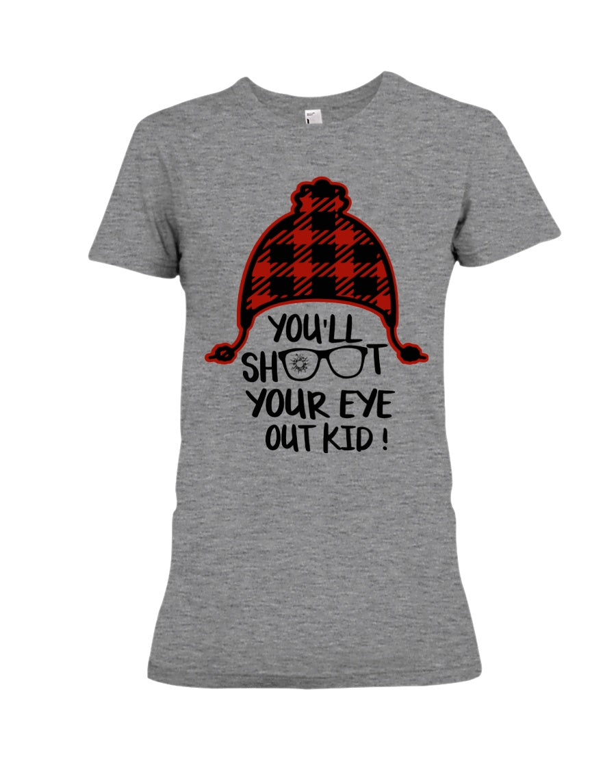 Funny Christmas T-Shirt Shoot Your Eye Out Ladies Tee