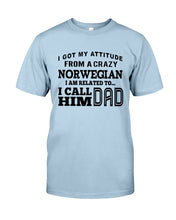 Load image into Gallery viewer, Attitude From Crazy Norwegian Dad Norway Love T-Shirt For Dad Guys Tee