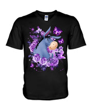Load image into Gallery viewer, Donkey Loves Purple Flowers Custom T-Shirt Guys V-Neck
