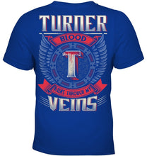 Load image into Gallery viewer, Turner Blood Runs Through Veins Black Quote Name T-Shirt Youth Tee