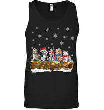 Load image into Gallery viewer, Cat - Trunk Snow Xmas Black T-Shirt Unisex Tank Top