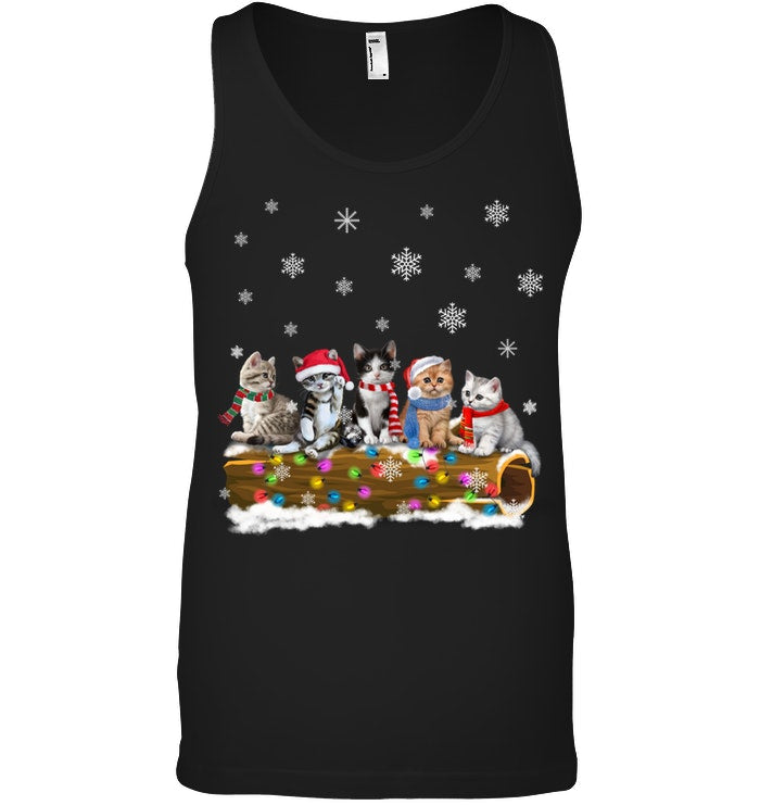 Cat - Trunk Snow Xmas Black T-Shirt Unisex Tank Top