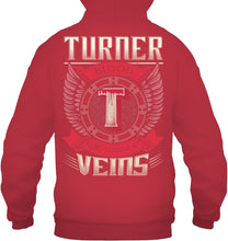 Load image into Gallery viewer, Turner Blood Runs Through Veins Black Quote Name T-Shirt Hoodie