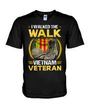 Load image into Gallery viewer, Walked The Walk Vietnam Veteran T-Shirt Guys V-Neck