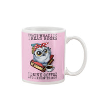 Load image into Gallery viewer, Cute Owl Read Books And Drink Coffee Funny T-Shirt Mug