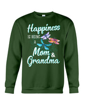 Load image into Gallery viewer, Happiness Is Being A Mom &amp; Grandma Black T-Shirt Sweatshirt