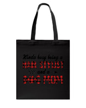 Load image into Gallery viewer, Hair Stylist And Dog Mom Gift For Dog Lovers Funny T-Shirt Basketweave Tote Bag