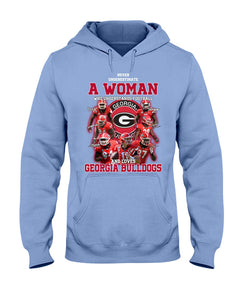 A Woman Loves Georgia Bulldogs Custom Tee Hoodie