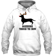 Load image into Gallery viewer, Dachshund Reindeer Through The Snow Christmas Gift Shirt Hoodie