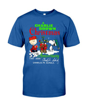 Load image into Gallery viewer, 55Th Anniversary A Charlie Brown Christmas Black T-Shirt Guys Tee