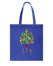 Load image into Gallery viewer, Merry Christmas Funny Dancing Skeleton Basketweave Tote Bag