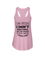 Load image into Gallery viewer, I'm Irish I Don't Start Fights For Irish Men Ladies Flowy Tank