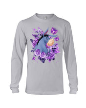 Load image into Gallery viewer, Donkey Loves Purple Flowers Custom T-Shirt Unisex Long Sleeve