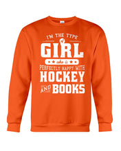 Load image into Gallery viewer, Girl Who Loves Hockey And Books Quote Name T-Shirt Sweatshirt