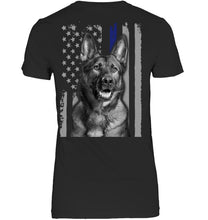 Load image into Gallery viewer, German Shepherd American Flag Veteran Brave Dog Ladies Tee