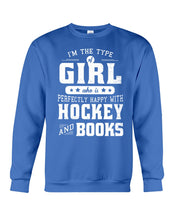 Load image into Gallery viewer, Girl Who Loves Hockey And Books Quote Name T-Shirt Sweatshirt