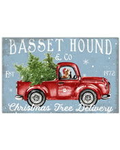 Load image into Gallery viewer, Basset Hound Dog On Christmas Truck Horizontal Poster Vertical Poster