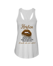 Load image into Gallery viewer, Kristen A Mouth She Can&#39;t Control Quote Name T-Shirt Ladies Flowy Tank