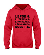 Load image into Gallery viewer, Lefse Lutefisk Krumkake Quote T-Shirt Gift Hoodie