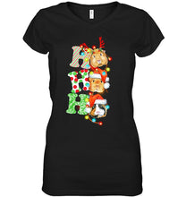 Load image into Gallery viewer, Santa Claus Ho Ho Ho Christmas Gift For Guinea Pigs Lovers Ladies V-Neck