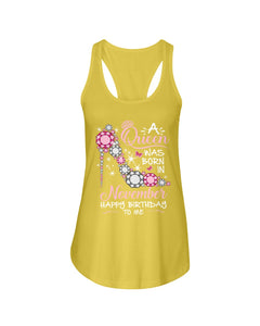 Happy Birthdat To November Queen T-Shirt Ladies Flowy Tank