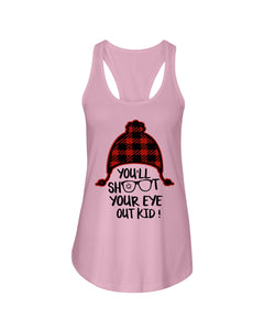 Funny Christmas T-Shirt Shoot Your Eye Out Ladies Flowy Tank