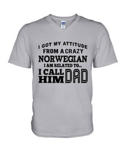 Load image into Gallery viewer, Attitude From Crazy Norwegian Dad Norway Love T-Shirt For Dad Guys V-Neck