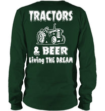 Load image into Gallery viewer, Tractors And Beer Living The Dream Gift For Daddy Father Farmers Unisex Long Sleeve