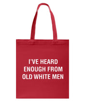 Load image into Gallery viewer, Old White Men Black Quote T-Shirt Basketweave Tote Bag