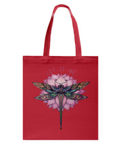 Load image into Gallery viewer, Let It Be Dragonfly Lotus Basketweave Tote Bag