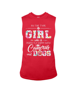A Girl Who Is Happy With Cameras And Dogs Gift For Dog Lovers T-Shirt Unisex Long Sleeve