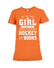 Load image into Gallery viewer, Girl Who Loves Hockey And Books Quote Name T-Shirt Ladies Tee