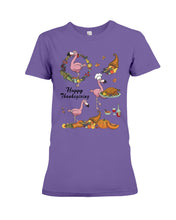 Load image into Gallery viewer, Flamingo Happy Thanksgiving Ladies Tee