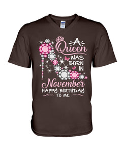 Happy Birthdat To November Queen T-Shirt Guys V-Neck