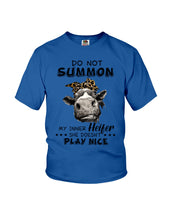 Load image into Gallery viewer, My Inner Heifer Doesn&#39;t Play Nice Funny Quote T-Shirt Youth Tee