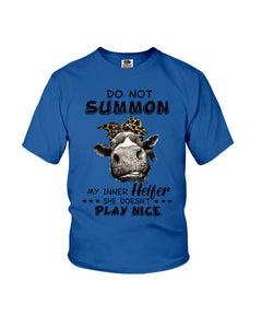 My Inner Heifer Doesn't Play Nice Funny Quote T-Shirt Youth Tee