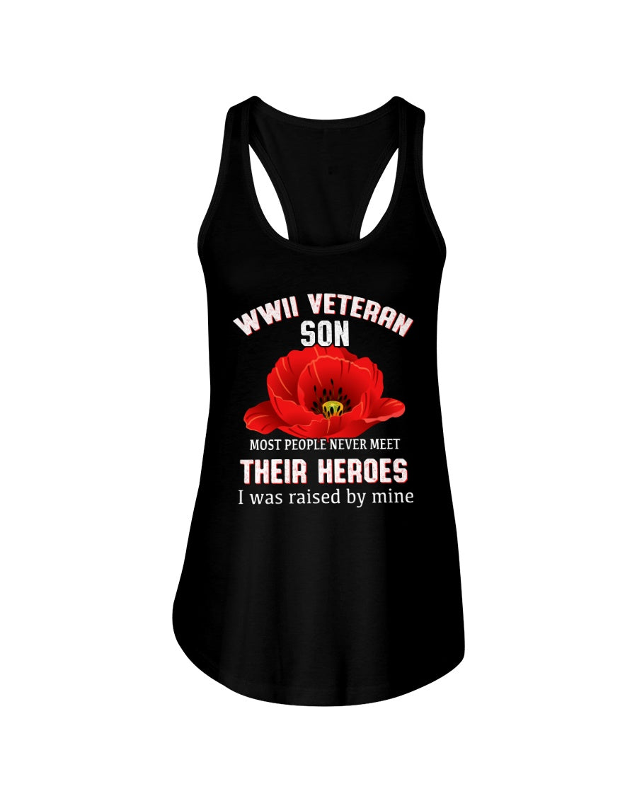 Wwii Veteran Son Gift For Veterab Mom Ladies Flowy Tank